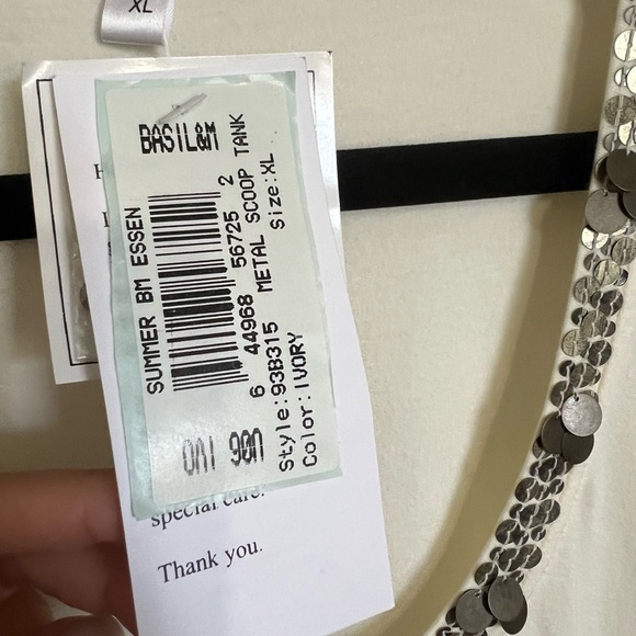 Basil & Maude by Anthropologie Ivory Tank Top with Sequin Trim - Picture 4 of 11